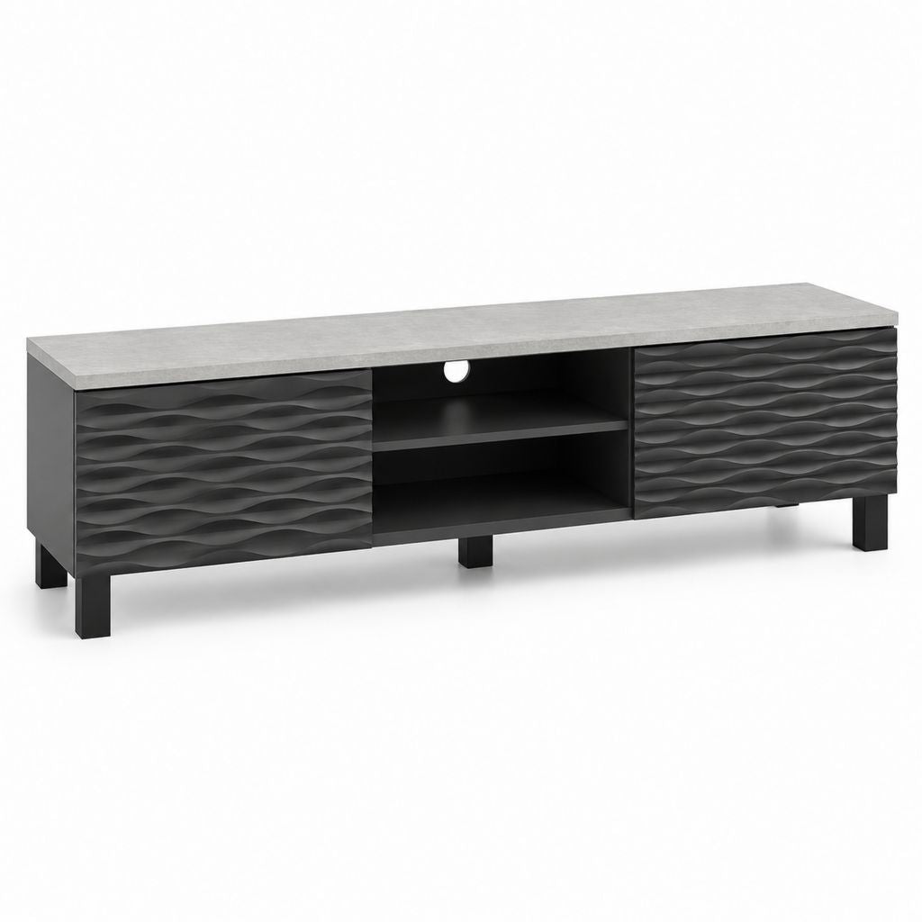 TV-Lowboard mit Platte grau Beton, 160 × 40 × 55 cm