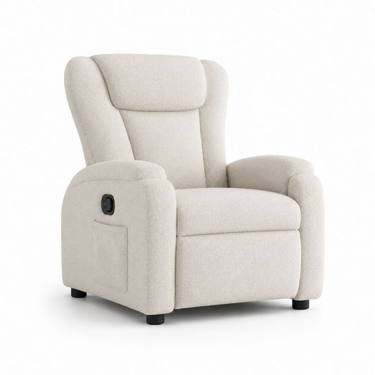 Manuelle Sessel aus bouclé beige Stoff hell 78 × 92 × 105 cm mit Fußstütze