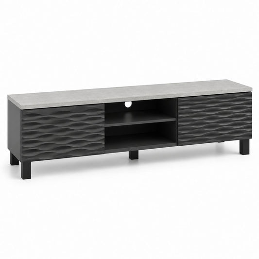 TV-Lowboard mit Platte grau Beton, 160 × 40 × 55 cm